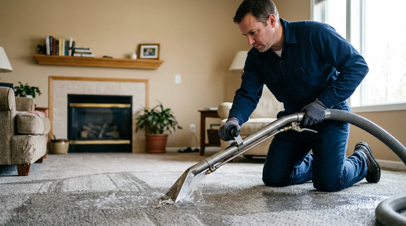 Water damage restoration technician working near Reydell, AR